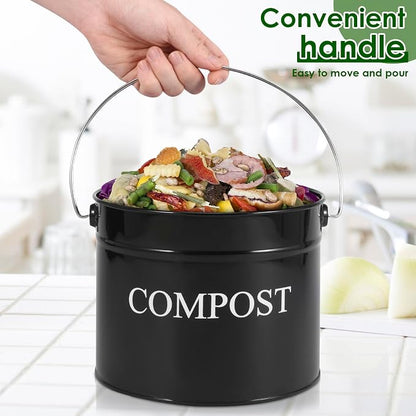 Kitchen Compost Bin 0.8 Gallon Metal Countertop Compost Bin - Image 7