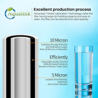 AQUALINK PP10BB-CC 5 Micron 10" x 4.5" Whole House Sediment Activated Carbon - Image 2