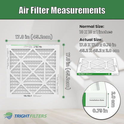 18x18x1 Air Filter 4 Pack, Durable MERV 8 Pleated Home HVAC AC Furnace Filters - Image 2