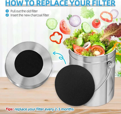 12 Pack Compost Filters for Countertop Bin, 6.7 Inch Charcoal Filters for - Image 6