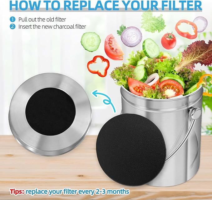 6 Pack Compost Filters for Countertop Bin, 6.7 Inch Charcoal Filters for - Image 6