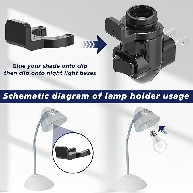 Tuanse 100 Sets Plug in Night Light Module Night Light Base with Shade Mounting Clip Plastic Lights Rotating Base for Making Your Own Decorative (Black)
