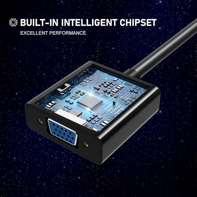 HDMI to VGA Adapter 2 Pack, Gold-Plated HDMI to VGA Converter (Male to Female), Compatible for Computer, Laptop, PC, Monitor, Projector, HDTV, Chromebook, Raspberry Pi, Roku, Xbox and More