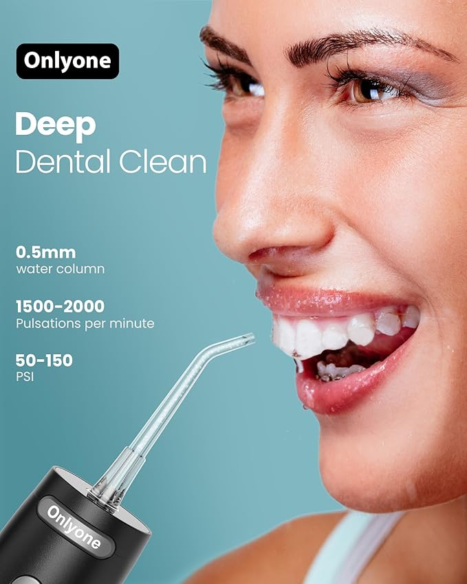 Onlyone Water Dental Flosser Pick for Teeth, 300ML Portable Oral Irrigator, Rechargeable Travel Irrigation Cleaner, Professional Electric Flossing Machine Birthday Gifts for Women,Mom,Girlfriend Pink