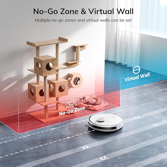 ILIFE A30 Pro Robot Vacuum and Mop, Self Emptying Station for 60 Days, 5000Pa Suction, LiDAR Navigation, No-Go Zones, 2.4G WiFi/App/Alexa/Remote Control, Clean Hard Floors to Medium-Pile Carpet, 110V