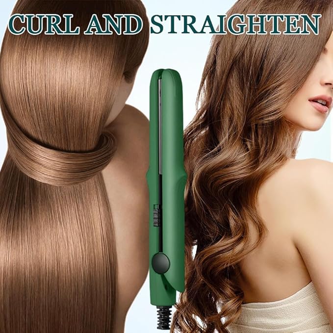2026 New Mini Curling Iron for Short Hair, 2 in 1 Mini Curling Wand & Flat Iron Hair Straightener, Dual-Purpose Curling Iron, Portable Travel Curling Wand Hair Straightener (Black)