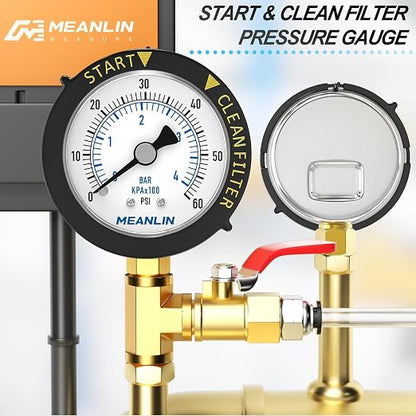 MEANLIN MEASURE 0~60Psi Stainless Steel Start and Clean Filter Pressure Gauge - Image 7