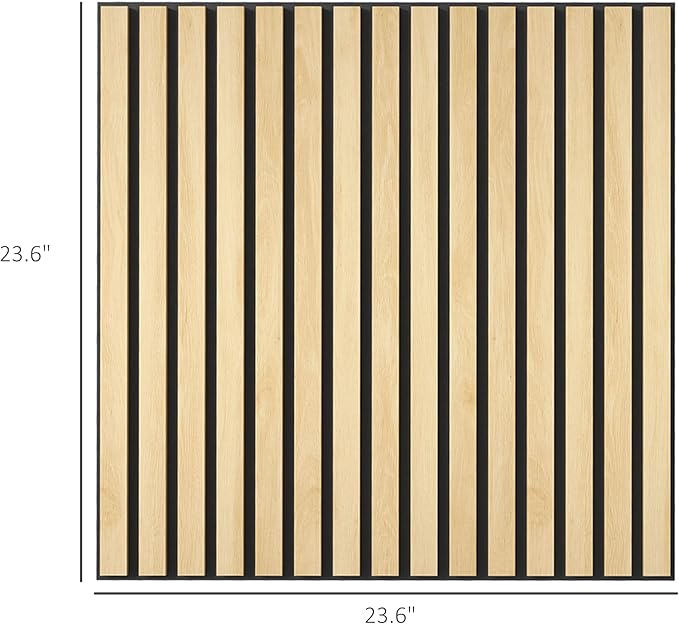 HOMCOM 4 Pack 3D Acoustic Panels, 24" x 24" Soundproof Wood Panels for Wall, Wood Slat Wall Paneling for Interior Ceiling, Office, Home Theater, Studio, Oak