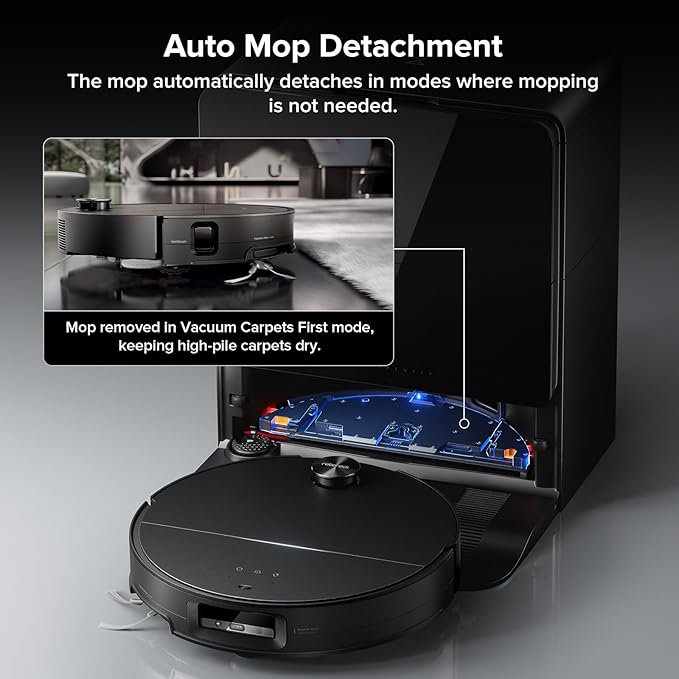 roborock Saros 10 Robot Vacuum and Mop, 22,000Pa Suction, AI Obstacle Avoidance, 3.14-inch Ultra Thin, Intelligent Dirt Detection, Zero Tangling Main Brush, Hot Water Mop & Dock Self Cleaning