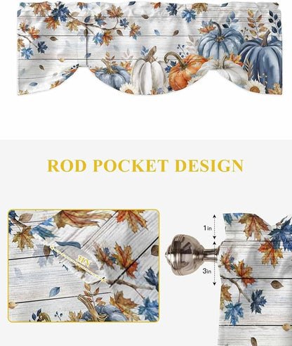 Thanksgiving Pumpkin Tie Up Valance Curtains - Image 7