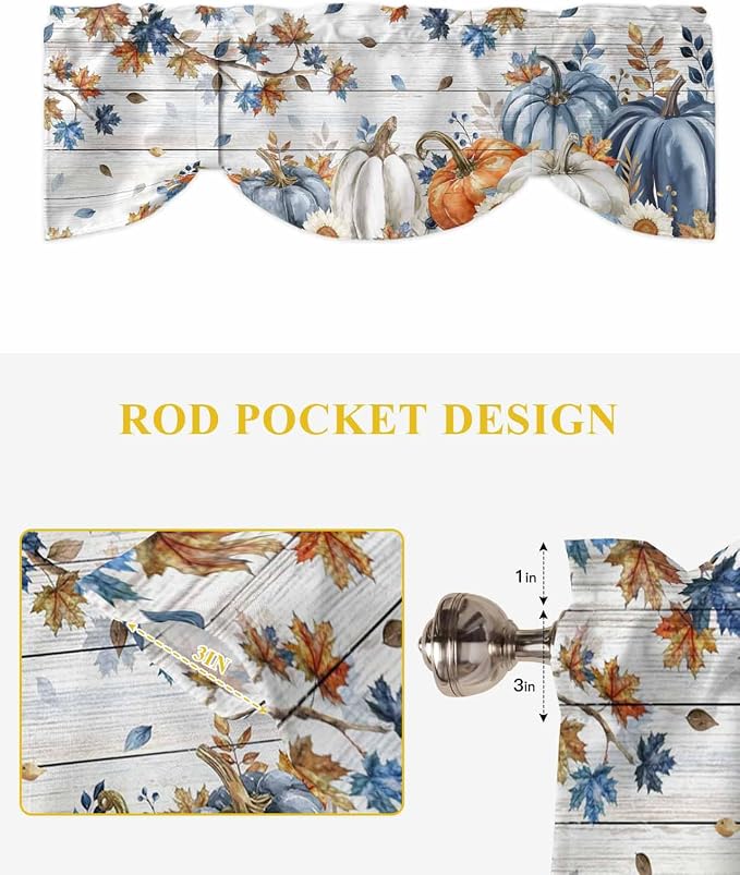 Thanksgiving Pumpkin Tie Up Valance Curtains - Image 7