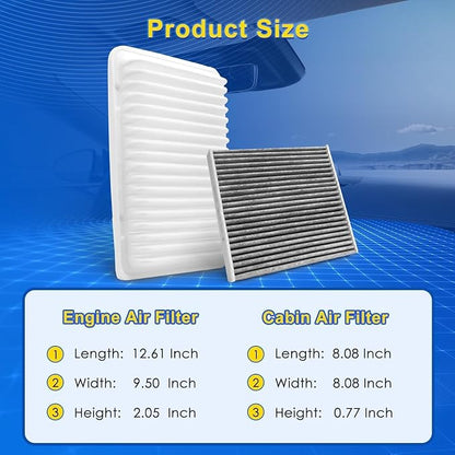 Cabin & Engine Air Filter Kit Fits L4-2.7L Tacoma 2005-2023 - Image 3
