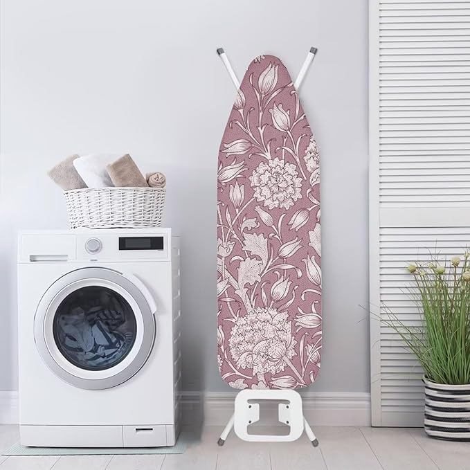 ZCFYGDX Ironing Board Cover,Scorch-Resistant Standard Nose Pocket, Elastic Edges,Iron Decor Covers St&ard Size-S,Nylon Buckle Straps Hook & Loop Fastener Strap,Home Decor Pink Floral Print