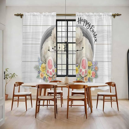 Easter Bunny Window Curtains 72 Inch Long 2 Panel Set, Rod Pocket Long Curtains by Unknown