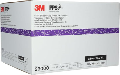 3M 26000 PPS 2.0 Spray Gun Cup, Lids and Liners Kit, 200-Micron Filter - Image 14