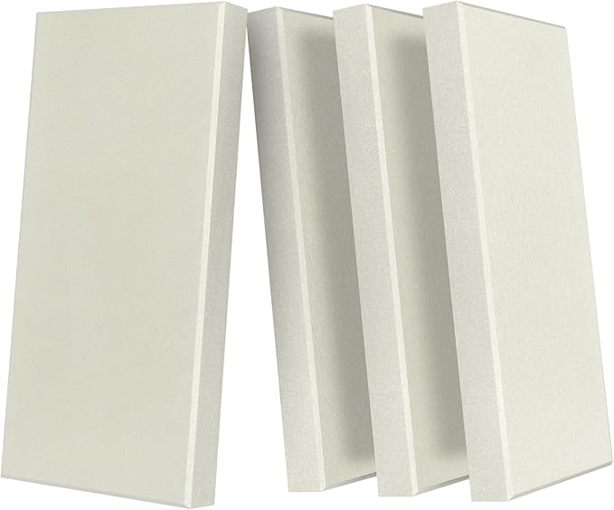 UMIACOUSTICS 4 PCS Acoustic Panels with Hanging Brackets, 2” Thick Fiberglass Sound Proof Panels Removable for Studios, Office, Home Theater Wall- Off White