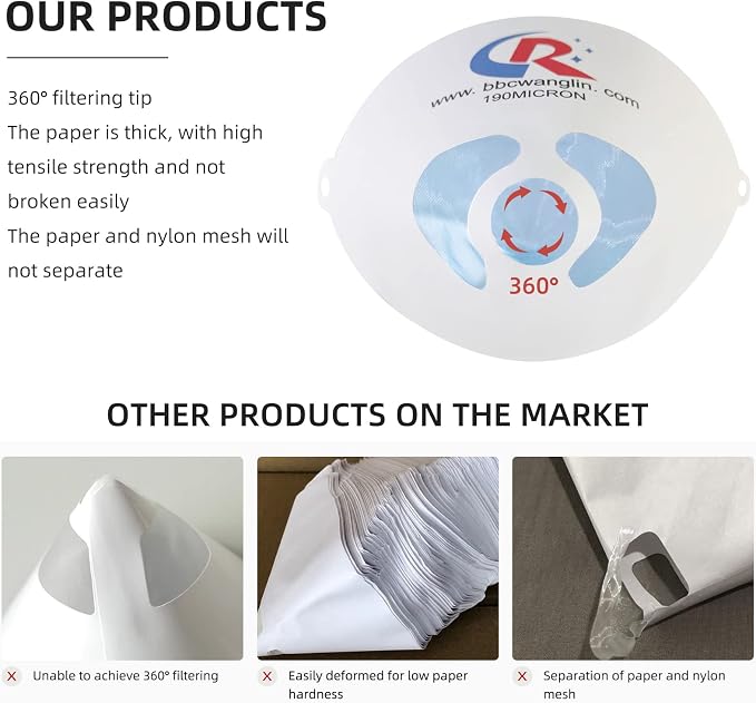 50 Pack of Paint Strainers, Paint Filter Strainer Paper Cone - Image 7
