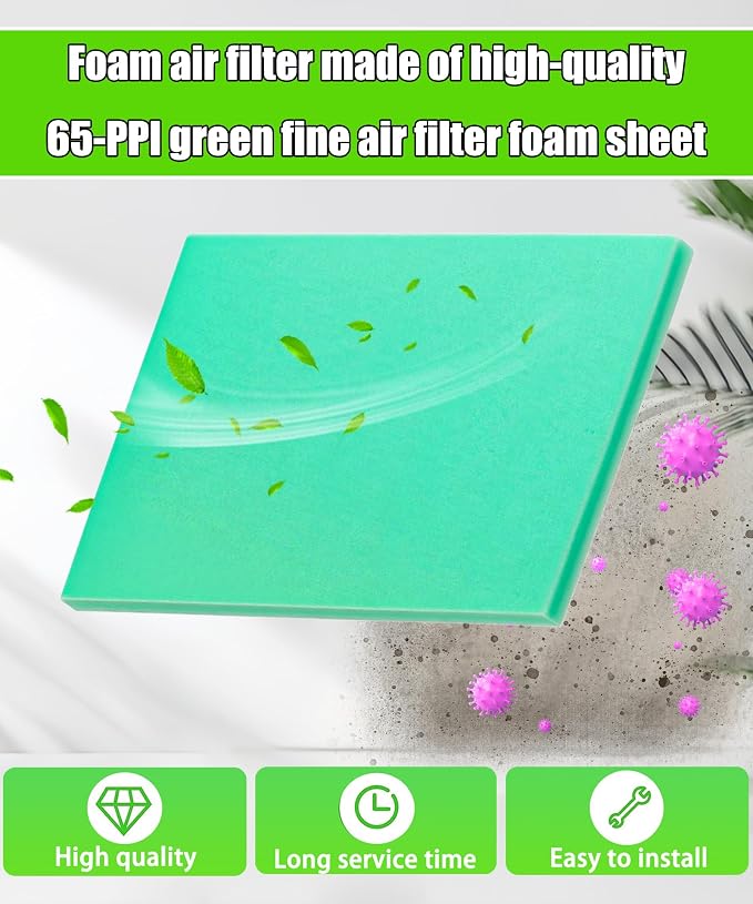 2Pcs 14" X 17" X 5/8"Universal Green Foam Air Filter Material 65-PPI Can Cut to - Image 4