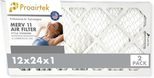 Proairtek AF12241M11SWH Model 12x24x1 Pack of 2 Air Filters, MERV 11; Ideal by Unknown