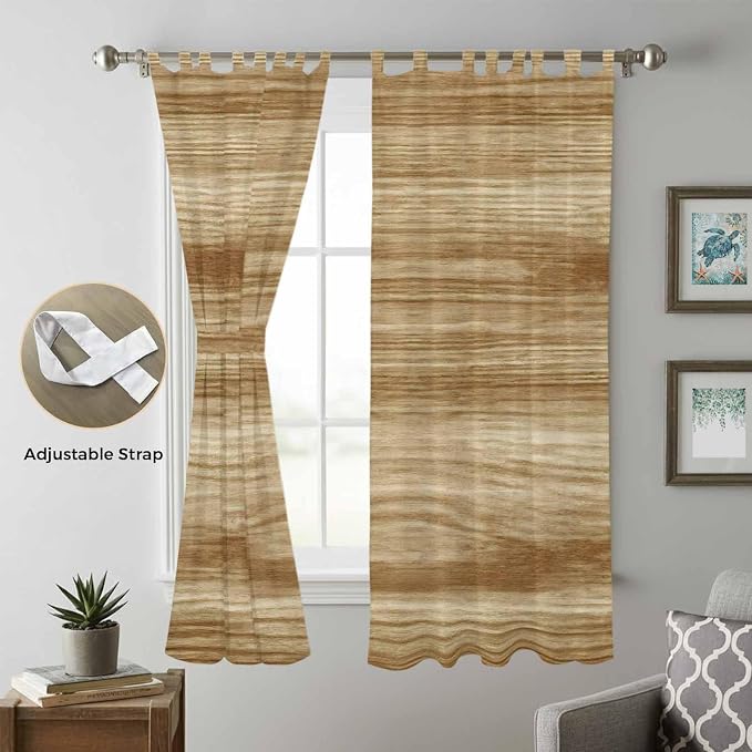 Light Brown Wood Grain Living Room Curtains 96 Inch Length, Window Curtains Tab - Image 5