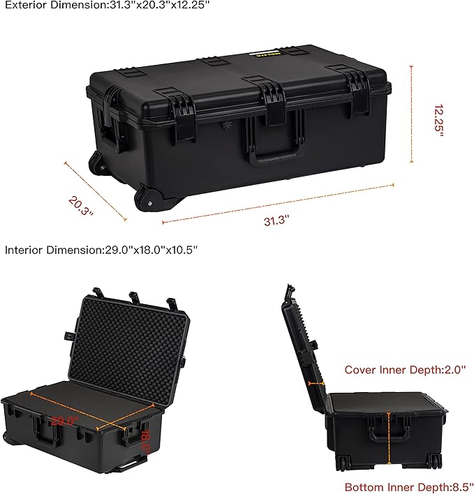 MEIJIA Portable All Weather Waterproof Camera Case, Customizable Fit Foam - Image 5