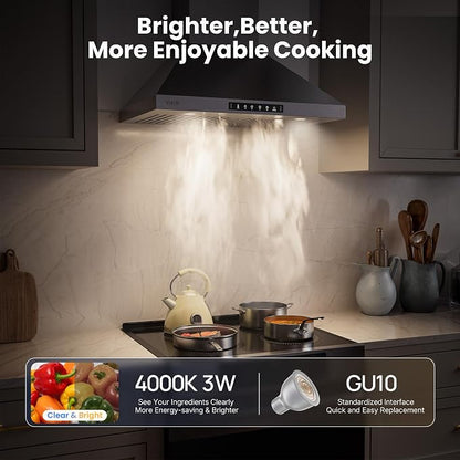 Wall Mount 30 Inch Range Hood 900 CFM, Ductless/Ducted Convertible Kitchen Hood - Image 6