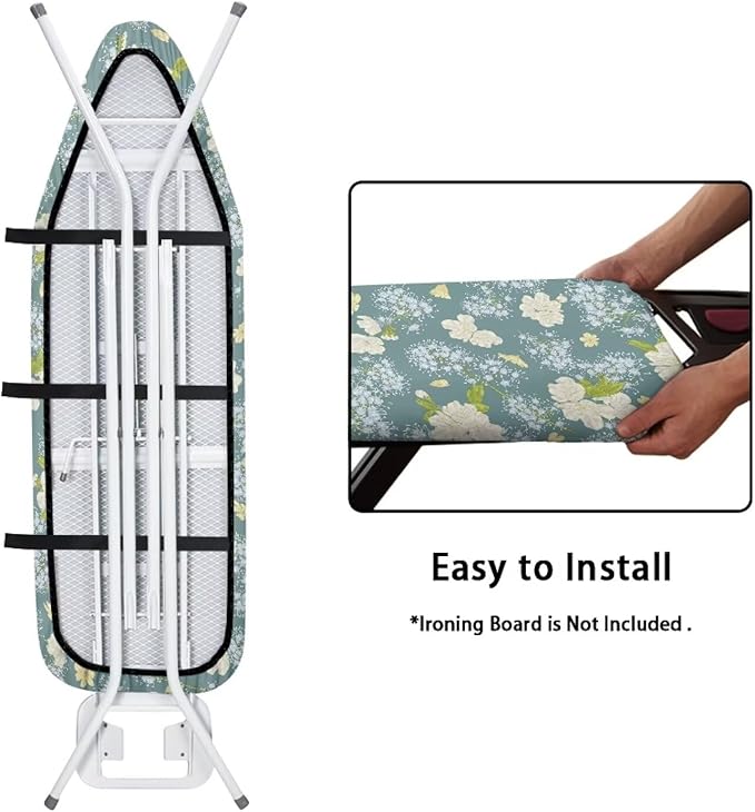 ZCFYGDX Dandelion Flower Print Ironing Board Cover Decor, Resist Scorching & Staining, Easy to Install Resistant Elastic Edges, 3 Nylon Buckle Straps Fasteners, Protective Scorch Cloth Covers Size-S