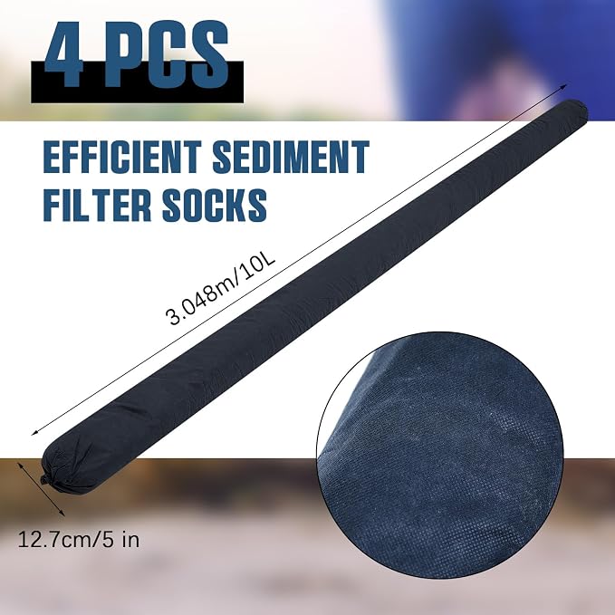4 Pcs Sediment Filter Erosion Control Blanket Silt Fence Sock - Image 2