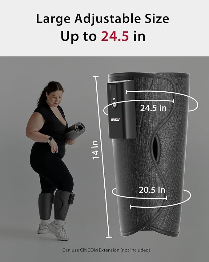 CINCOM Leg Massager with Heat and Air Compression, Cordless Calf Massager for Circulation and Pain Relief, Rechargeable Leg Compression for Edema Relief