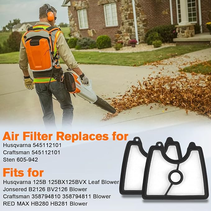 2PC 545112101 Air Filter Part for Husqvarna 125B 125BX 125BVX Leaf Blower - Image 4