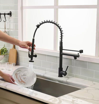 Fapully Black Kitchen Faucet, Commercial Pull Down Kitchen Sink Faucet - Image 4