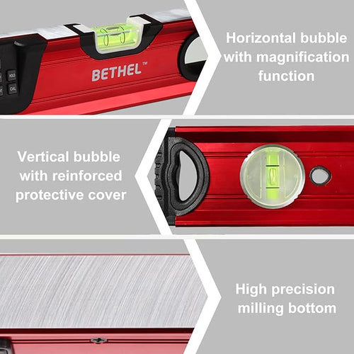 24 inch Digital Magnetic Level, Digital Smart Torpedo Level Tool ElectronicLevel Tool and Protractor - Master Precision - IP54 Dustproof and Waterproof with Carrying Bag