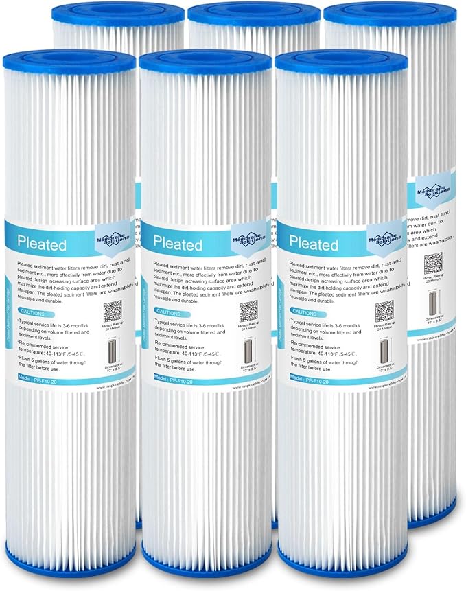 Membrane Solutions 20 Micron Pleated Polyester Sediment Water Filter 10"x2.5" by MembraneSolutions