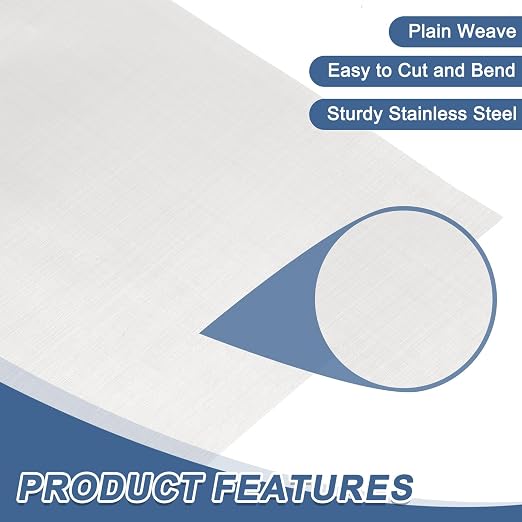 uxcell 350 Mesh 39" x 12" Woven Wire Mesh, 304 Stainless Steel Air Vent Filter - Image 3