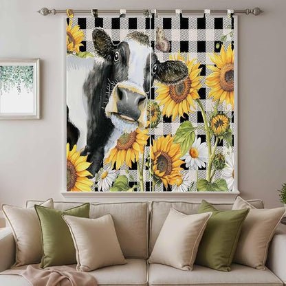 Retro Sunflowers Bedroom Curtains 72 Inch Length, Window Curtains Tab Top - Image 9