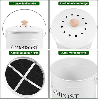 Kitchen Compost Bin 0.8 Gallon Metal Countertop Compost Bin - Image 5
