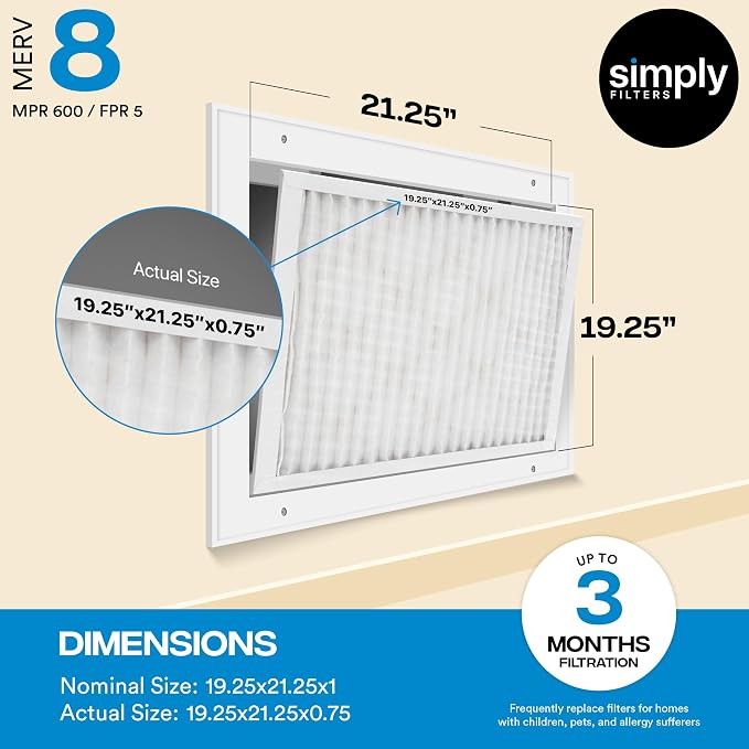 Simply 24x24x1 Air Filter, Merv 8, 6 Pack, - Image 3