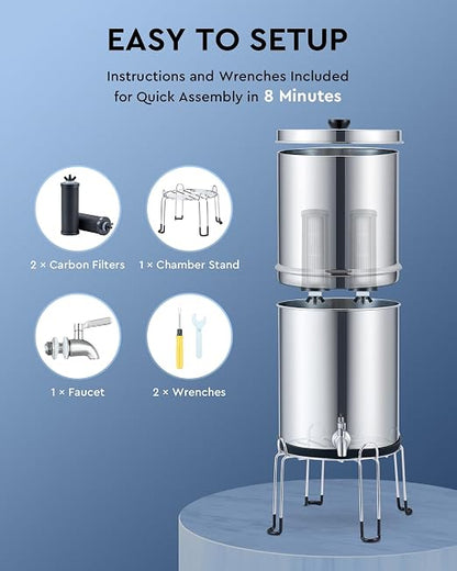 CO-Z Gravity Fed Water Filter System, Stainless Steel Gravity Water Purifier - Image 6