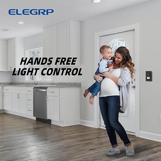 ELEGRP Matte Black Single Pole Occupancy Motion Sensor Light Switch, Need Neutral Wire, 120° Sensor Coverage PIR Infrared Motion Activated, for CFL/LED/MLV/INC/HAL/Fan, UL,1 Pack