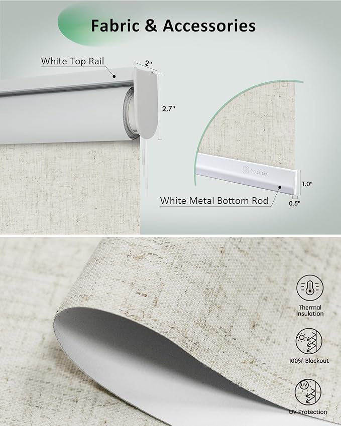 Yoolax Motorized Blinds App Control, Blackout Roller Shades for Windows, Cordless Automatic Shades Roller Window Blinds for Bedroom Living Room Office(Blackout Artisan Beige, 43" W x 72" H)