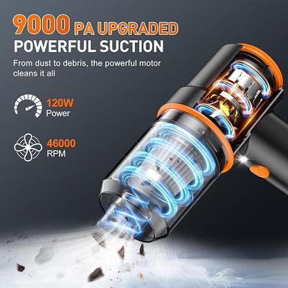 KMM Handheld Car Vacuum Cleaner, 9000PA Vacuum Cleaner & Air Duster, 120W High - Image 3