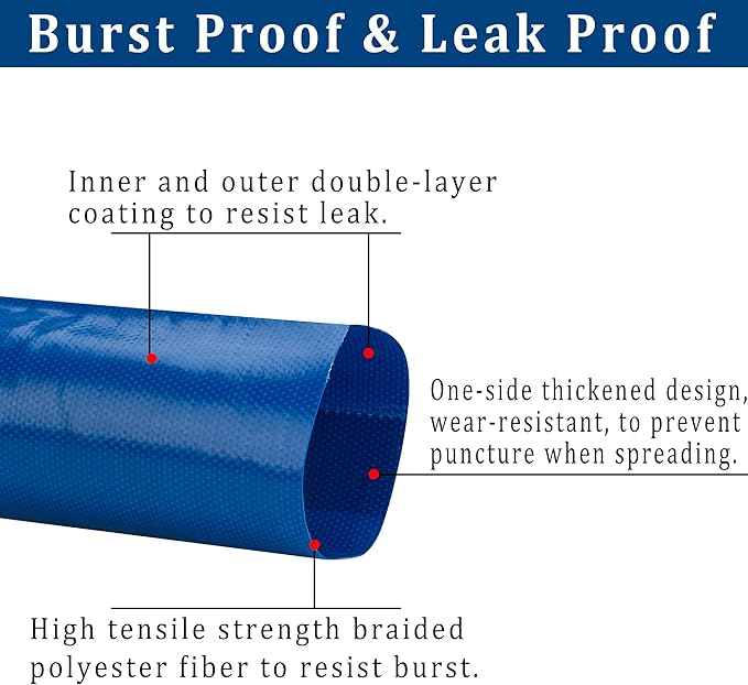 3 in x 100 ft Pool Backwash Hose Heavy Duty Drain Discharge Double PVC Lay flat - Image 3