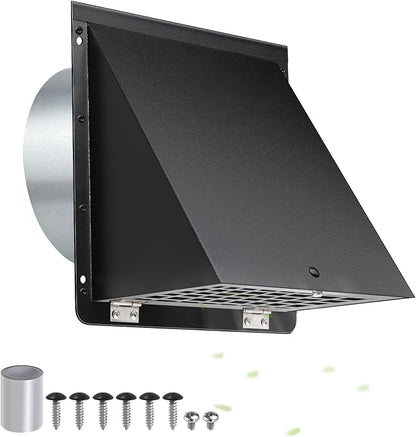 6 Inch Hooded Wall Vent with Mesh and Damper, 6in Dryer Vent Cover Outside - Image 9