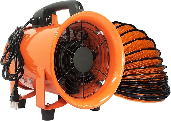FICBXRA Utility Blower Fan 14 Inch Portable Axial Exhaust Fan 820W 3016CFM High Velocity Ventilator with 16FT Duct Hose for Exhausting & Ventilating at Home and Job Site