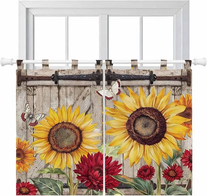 Sunflowers Bedroom Curtains 63 Inch Length, Window Curtains Tab Top, Retro by Unknown