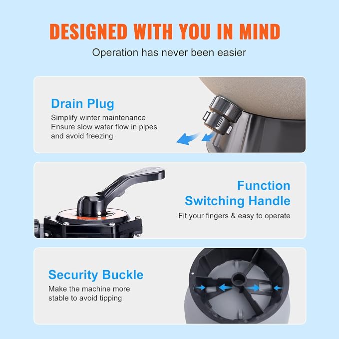 VEVOR 22 Inch Sand Filter, Above Inground Swimming Pool Sand System - Image 5