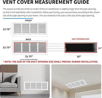 Return Vent Cover 30 x 12, Air Return Vent Cover, Flat Vent Cover, Return Air - Image 4