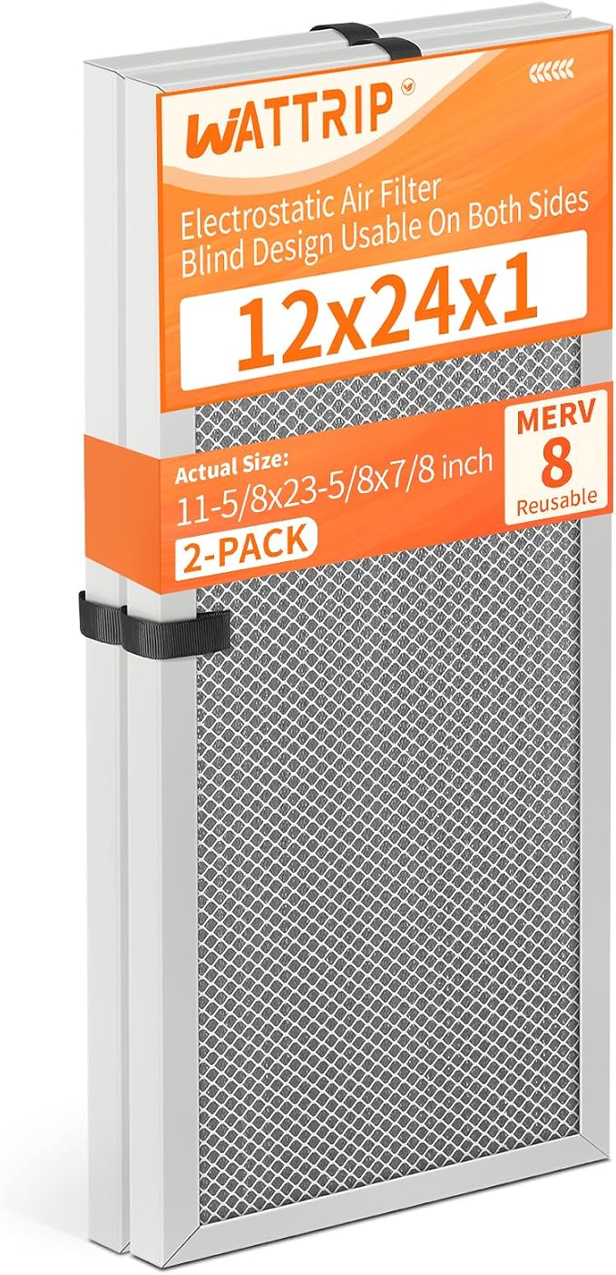 2-Pack 12x24x1 MERV 8 Reusable & Washable Electrostatic Air Filters by BreatheSmartLiveClean