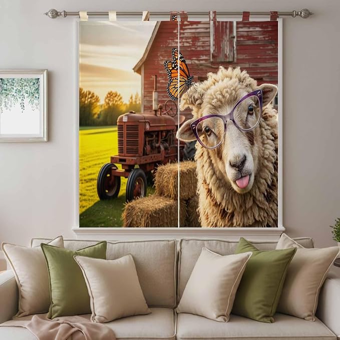 Farm Sheep Living Room Curtains 84 Inch Length, Window Curtains Tab Top - Image 9