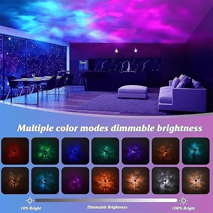 Aurora Borealis Night Light Projector, Aurora Dreamscape Projector, Magical Northern Lights for Your Room, 3/16 Colors Ambient Dynamic Wave Cube Lamp with Remote (16 Colors Rechargeable, Plastic)